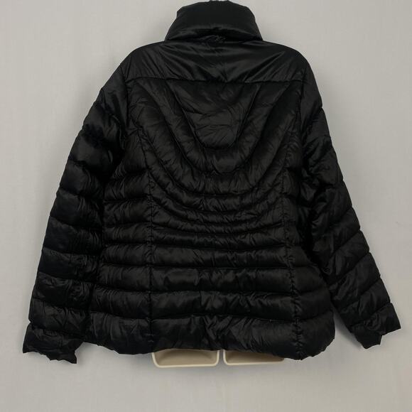 ANA Packable Premium Down Jacket Womens 1X Black Puffer Hide Away Hood Hooded - Picture 4 of 14